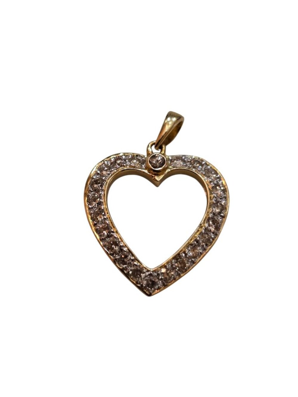 Vintage 14kt HK (Hong Kong) Diamond Heart Charm (A6530)